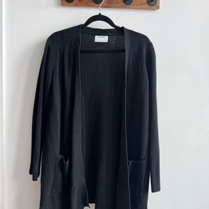 Old Navy Black Open-Front Ribbed Cardigan with Pockets